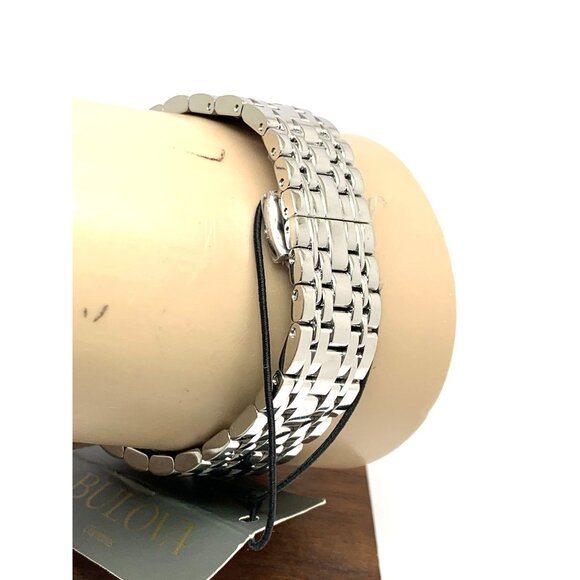 Bulova Women's Watch 96P202 Quartz Black Dial Diamond Quadra Silver Steel CHIP - Picture 10 of 14